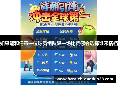 如果能和任意一位球员组队踢一场比赛你会选择谁来搭档